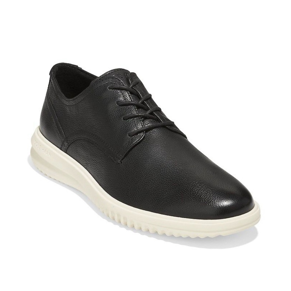 Cole Haan Black Leather Oxfords with White Sole